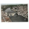VILLENEUVE-sur-LOT: le pont de pierre sur le lot et vue générale vue aérienne 10x15 - très bon état