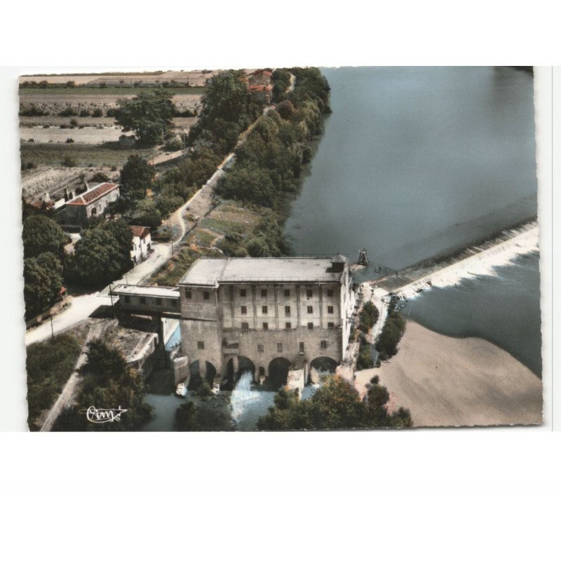 AIGUILLON: le moulin et la chaussée vue aérienne 10x15 - très bon état