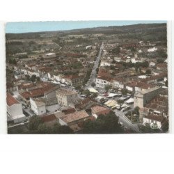 CASTELJALLOUX: la grande plakce et route de bordeaux vue aérienne 10x15 - très bon état