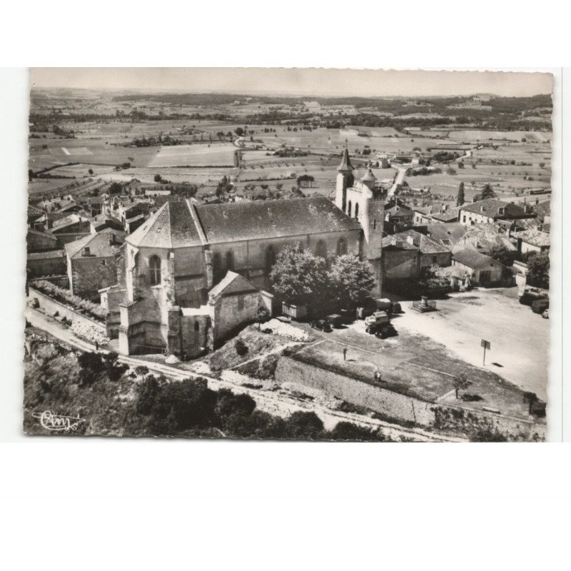 MONFLANQUIN: l'église, vue générale vue aérienne 10x15 - très bon état