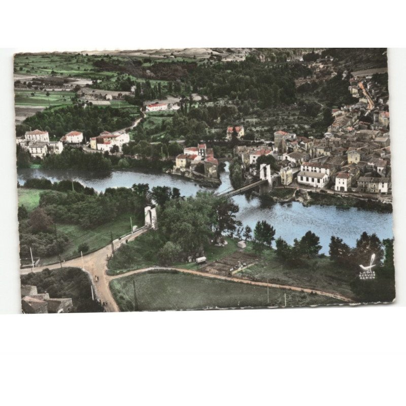COUDES: vue générale, le pont suspendu sur l'allier vue aérienne 10x15 - très bon état