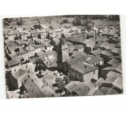 LAMONTGIE: l'église et le bourg vue aérienne 10x15 - très bon état