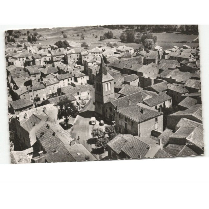 LAMONTGIE: l'église et le bourg vue aérienne 10x15 - très bon état
