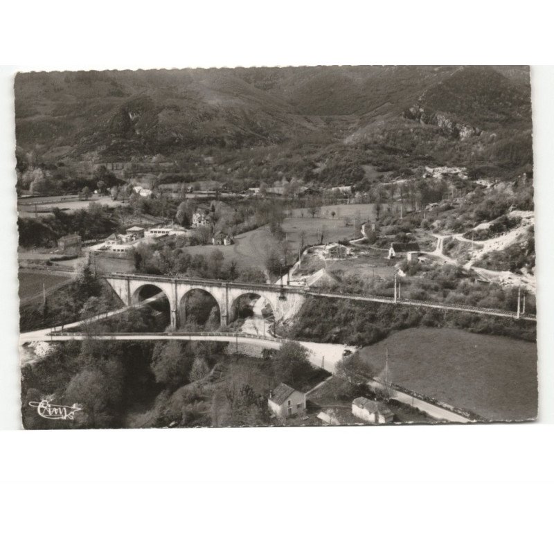 ARUDY: pont germe et le viaduc sur le gave entrée des gorges cau vue aérienne 10x15 - très bon état