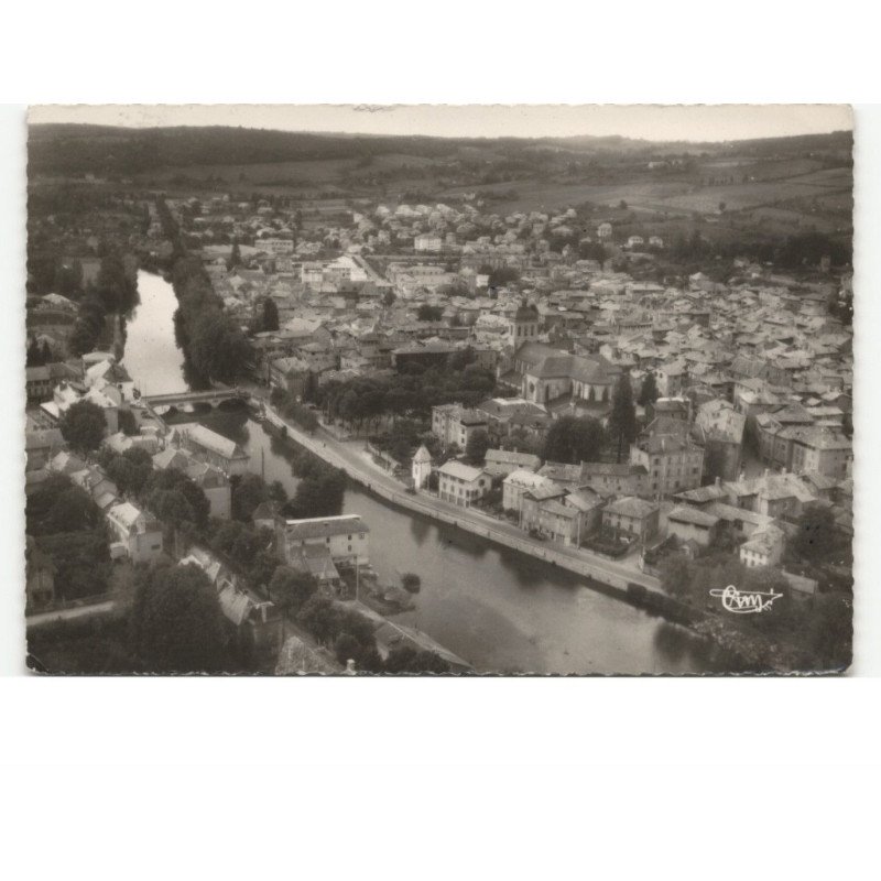 FIGEAC: la ville et le lot vue aérienne 10x15 - très bon état