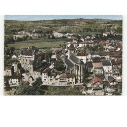 LACAPELLE-MARIVAL: le château, l'église et au fond le collège d'enseignement vue aérienne 10x15 - état