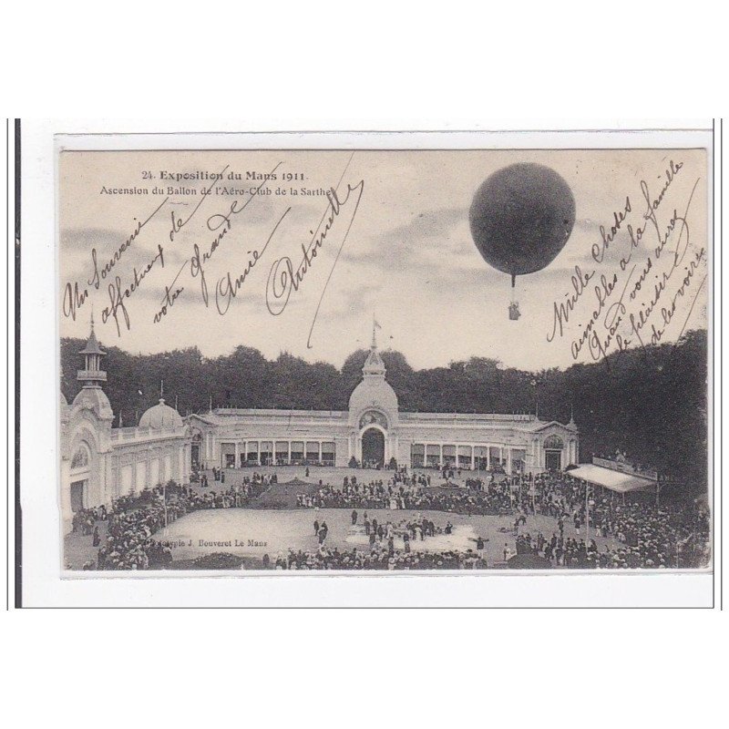MAUS : exposition du maus 1911, ascension du ballon de l'aero-club de la sarthe - tres bon etat