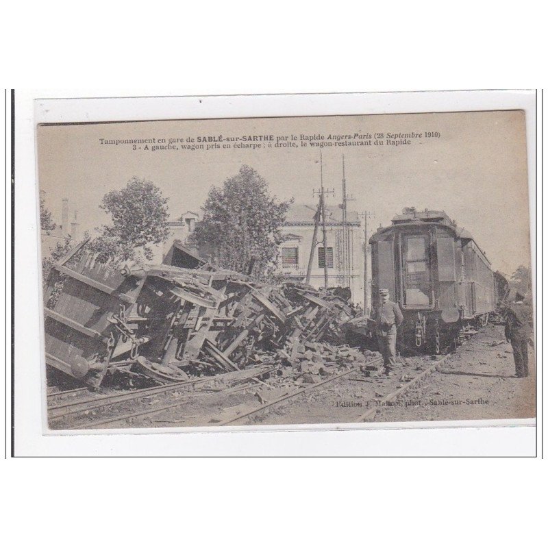 SABLE-sur-SARTHE : tamponnement en gare de sable-sur-sarthe par le rapide angers-paris - tres bon etat
