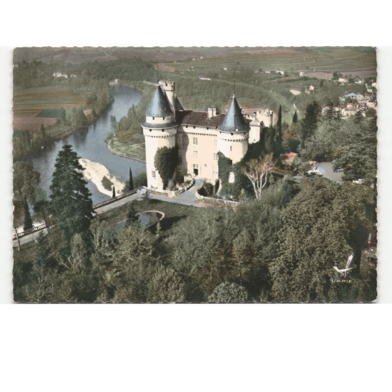 MERCUES: le château vue aérienne 10x15 - très bon état