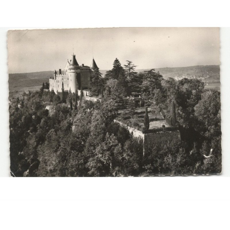 MERCUES: les terrasses du château de mercues monument historique hôtel-restaurant vue aérienne 10x15 - état
