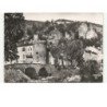 MEYRUEIS: la tour de l'horloge, au fond, la chapelle notre-dame du rocher vue aérienne 10x15 - très bon état