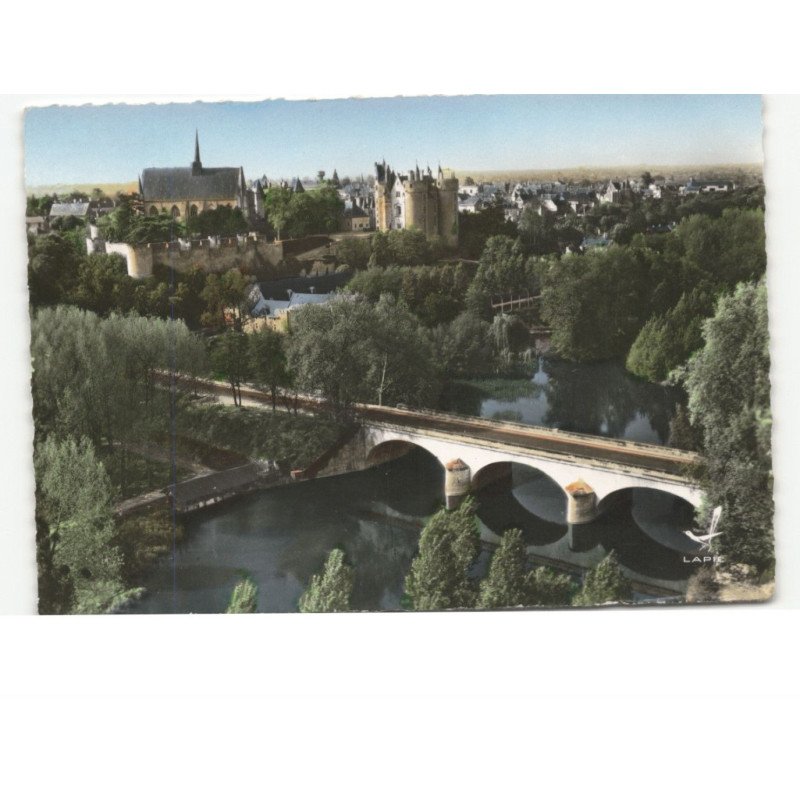 MONTREUIL-BELLAY: le pont sur le thouët vue aérienne 10x15 - très bon état