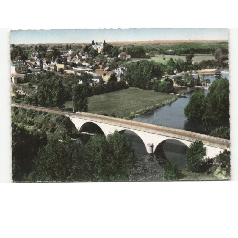 VILLEVEQUE: le pont et vue panoramique vue aérienne 10x15 - très bon état
