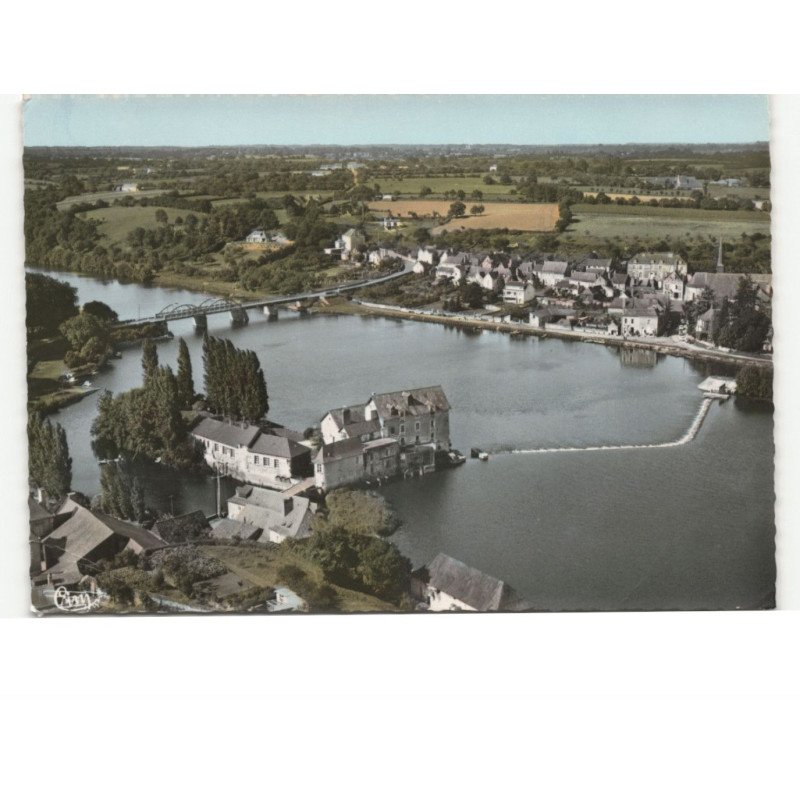 GREZ-NEUVILLE: vue générale et la mayenne vue aérienne 10x15 - très bon état