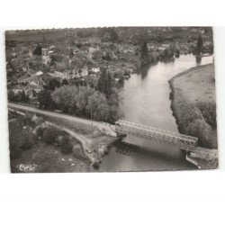 MORANNES: le pont sur la sarthe séparant le baugeois de segréen vue aérienne 10x15 - très bon état