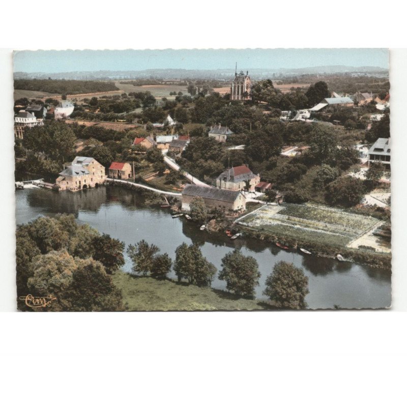 SEICHES-sur-le-LOIR: matheflon, le loir et la chapelle vue aérienne 10x15 - très bon état