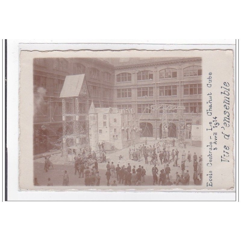PARIS : ecole centrale, le chahut cube 3 avril 1914, l'ascenseur des mecanos - tres bon etat PARIS : ecole centrale, le chahut cube 3 avril 1914, l'ascenseur des mecanos - tres bon etat