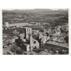 FORCALQUIER: l'église la place les silos vue aérienne 10x15 - très bon état