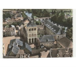 EBREUIL: l'église abbatiale saint-léger XIIe siècle vue aérienne 10x15 - très bon état