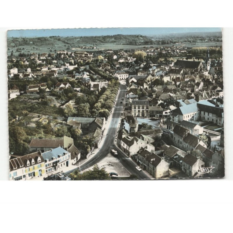 SAINT-POURCAIN-sur-SIOULE: vue générale et carrefour routes moulins montluçon vue aérienne 10x15 - très bon état