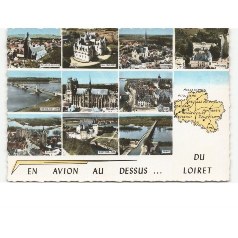 MEUNG-sur-LOIRE: souvenir de 4 vues vue aérienne 10x15 - très bon état