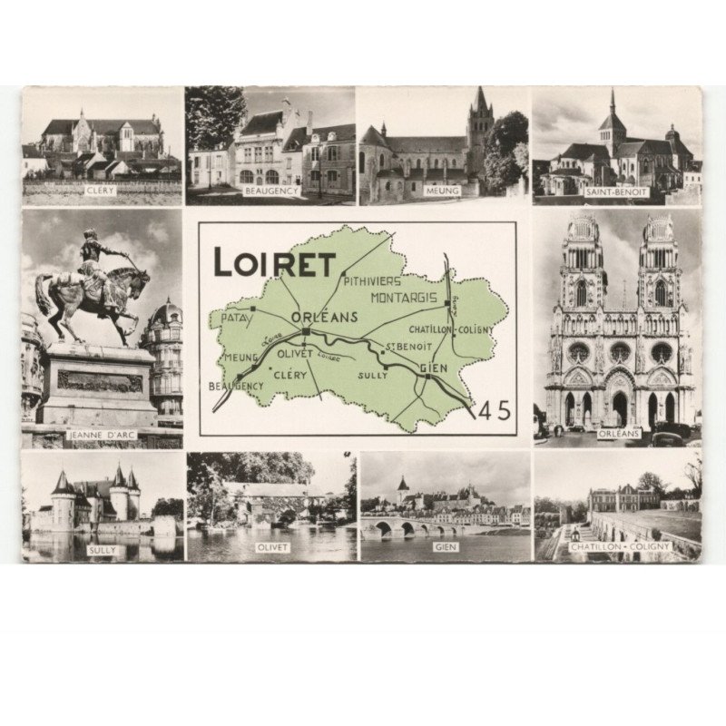 LOIRET: 10 vues vue aérienne 10x15 - très bon état