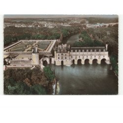 CHENONCEAUX: le château et ses jardins vue aérienne 10X15 - très bon état