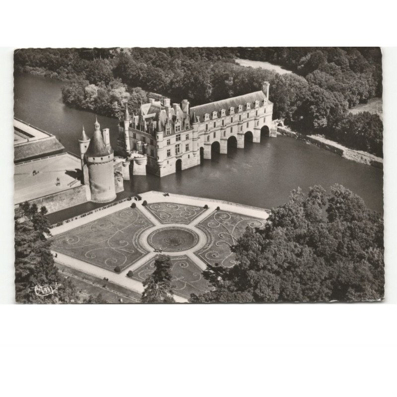 CHENONCEAUX: le château, les châteaux de la loire vue aérienne 10X15 - très bon état