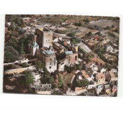 LOCHES: le château, le donjon le martelet et la tour ronde vue aérienne 10X15 - très bon état
