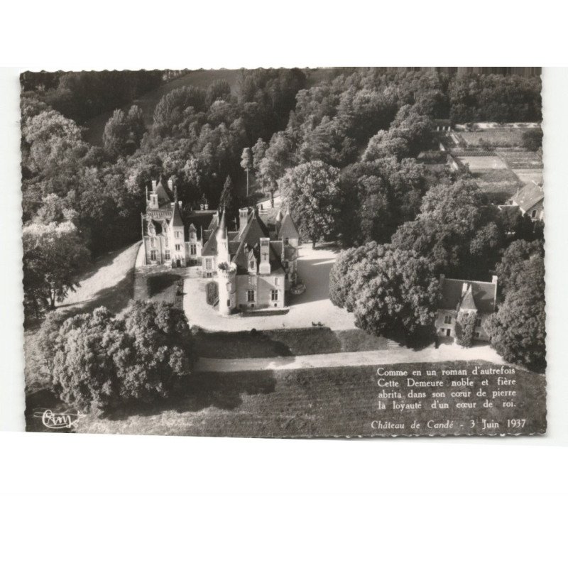 MONTS: château de candé où fut célébré le mariage du duc de windsor vue aérienne 10X15 - très bon état