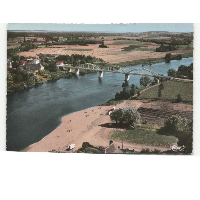 NOUATRE: la plage et le pont sur la vienne vue aérienne 10X15 - très bon état