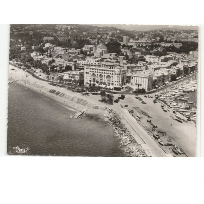 CANNES: plage du midi et le suquet un coin du port vue aérienne 10X15 - très bon état