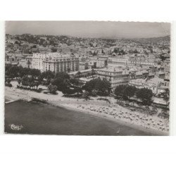 CANNES: l'esplanade des alliés et un coin de la plage vue aérienne 10X15 - état