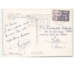 CANNES: l'esplanade des alliés et un coin de la plage vue aérienne 10X15 - état