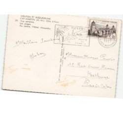 MENTON ET ROQUEBRUNE CAP-MARTIN: les plages, au centre l'hôtel alexandra vue aérienne 10X15 - très bon état