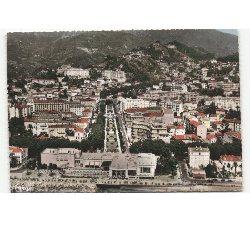 MENTON: les jardins et les hôtels vue aérienne 10X15 - très bon état