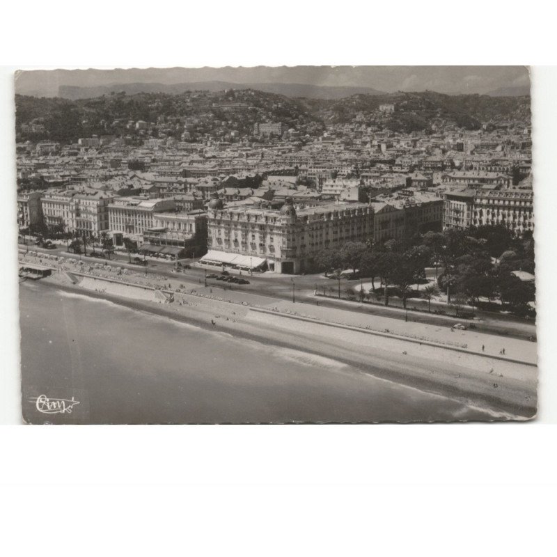 NICE: la plage et de la promenade des anglais, hôtel rhul vue aérienne 10X15 - très bon état