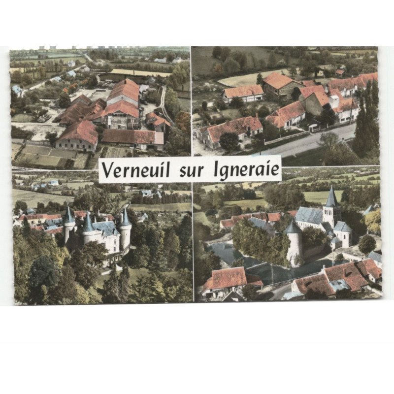 VERNEUIL-sur-IGNERAIE: 4 vues vue aérienne 10X15 - très bon etat