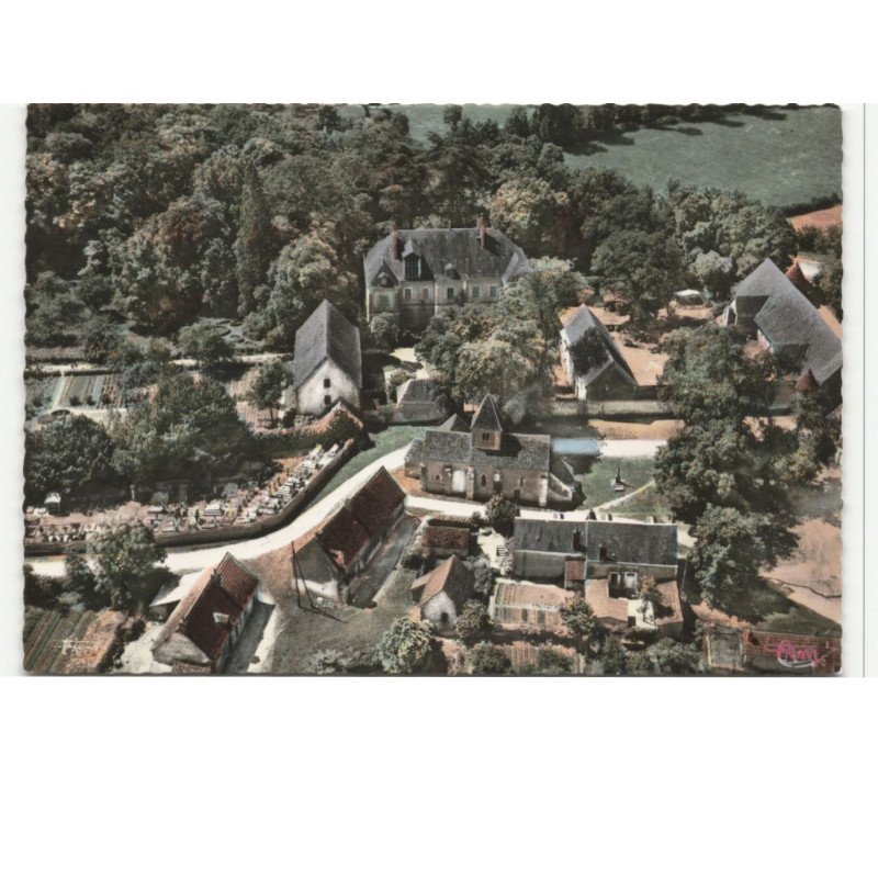 NOHANT: l'église et la maison de georges sand vue aérienne 10X15 - etat
