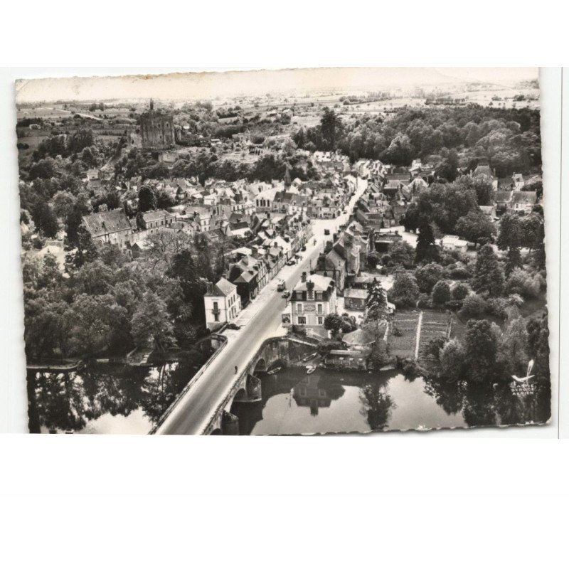 MONTBAZON: l'indre la route nationale et vue générale vue aérienne 10X15 - très bon état