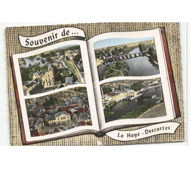 LA HAYE - DESCARTES: souvenir... 4 vues vue aérienne 10X15 - état