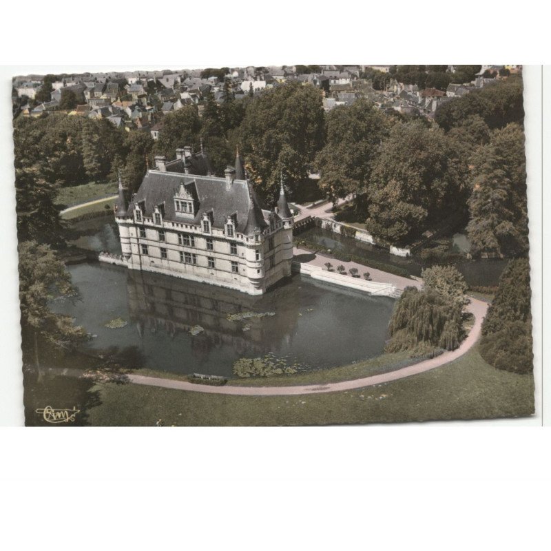 AZAY-le-RIDEAU: le château vue aérienne 10X15 - très bon état