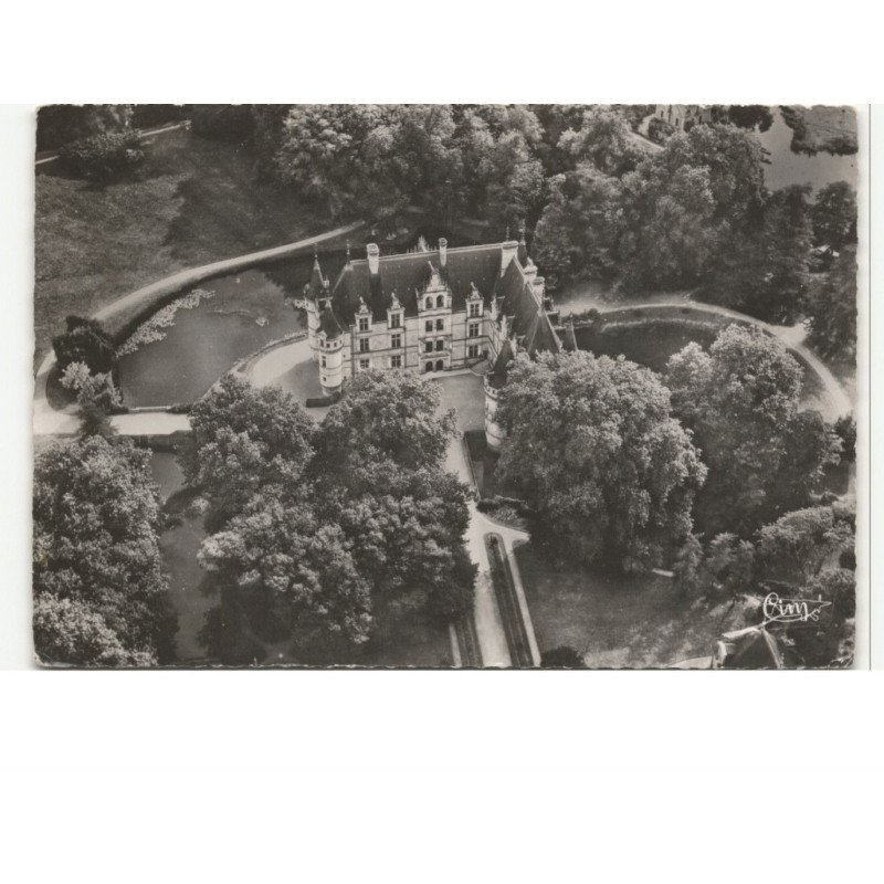 AZAY-le-RIDEAU: le château, façade nord vue aérienne 10X15 - très bon état