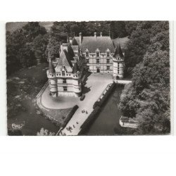 AZAY-le-RIDEAU: le château XVIe siècle façade nord-est vue aérienne 10X15 - très bon état
