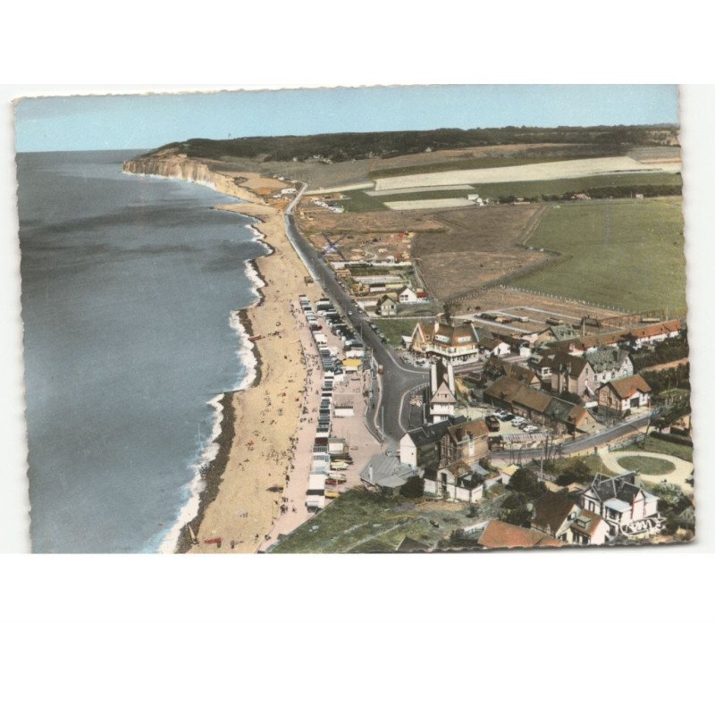 QUIBERVILLE-sur-MER: vue générale de la plage vue aérienne 10x15 - très bon état