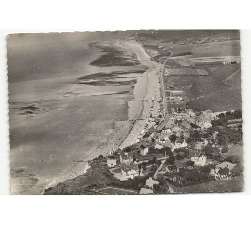 QUIBERVILLE: la plage et les falaises, au fond, le phare d'ailly vue aérienne 10x15 - très bon état