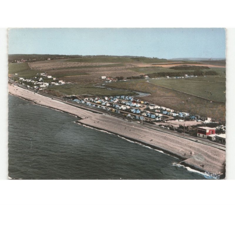 QUIBERVILLE-sur-MER: la plage et le camping vue aérienne 10x15 - très bon état