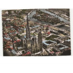 ROUEN: la cathédrale et l'ile lacroix vue aérienne 10x15 - très bon état