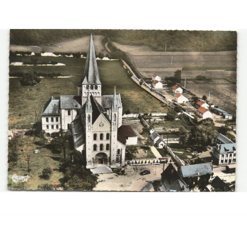 SAINT-MARTIN-de-BOSCHERVILLE: l'abbaye XIe siècle vue aérienne 10x15 - très bon état