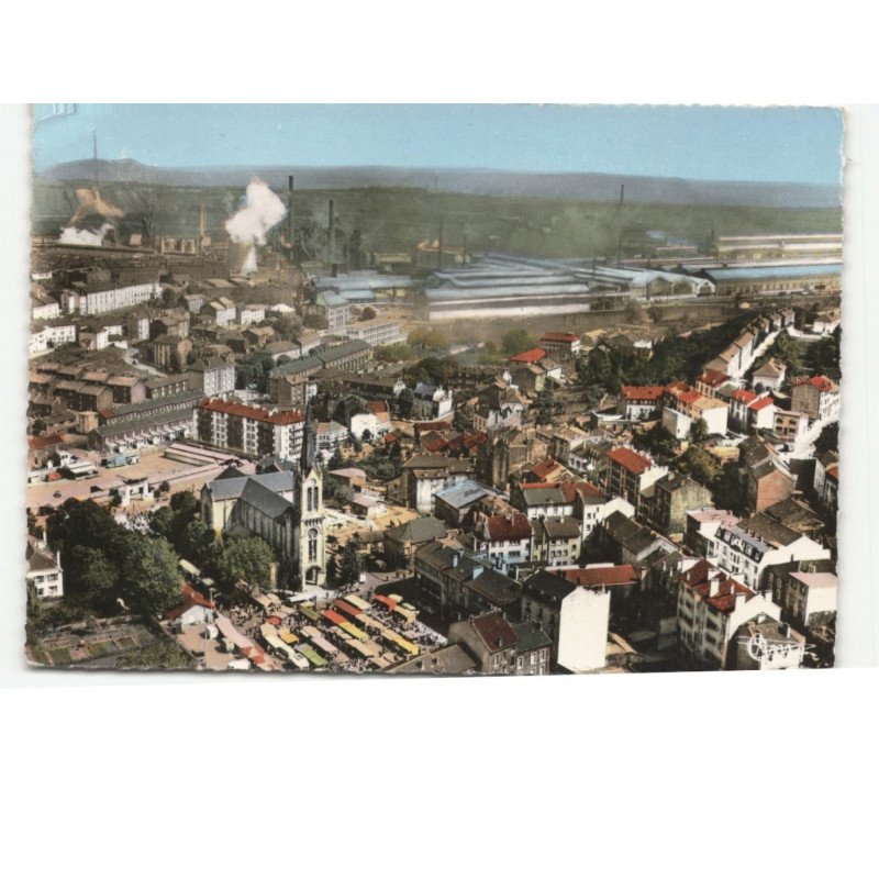 VILLERUPT: le centre et les usines de micheville vue aérienne 10x15 - très bon état